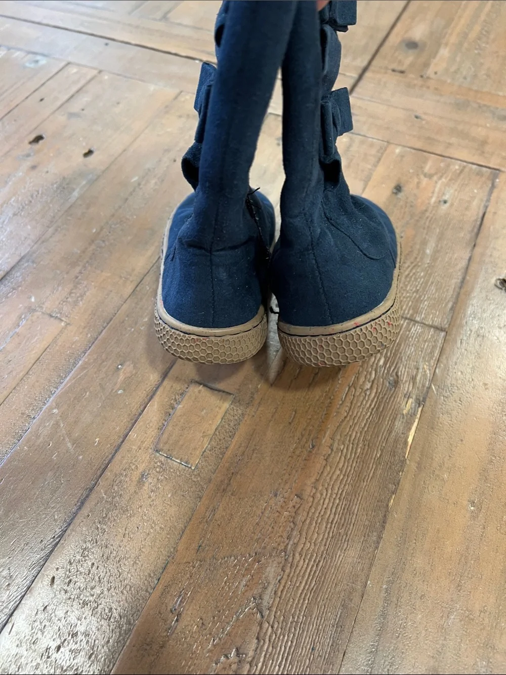 Livie & Luca Neve blue suede bow boots little girl 6 calf height